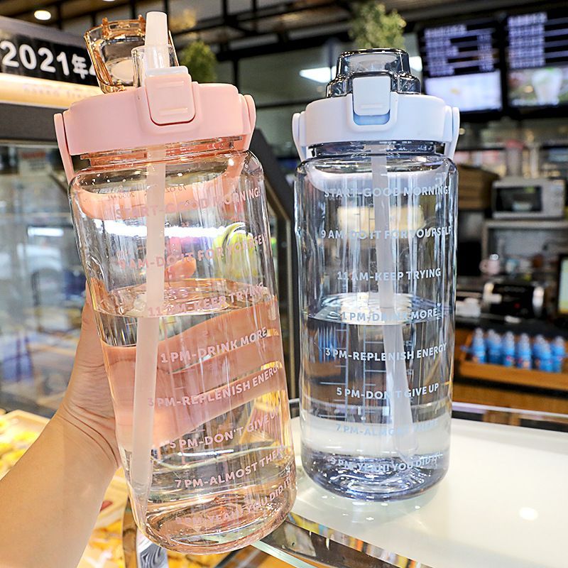 Jual Botol Bening Sport Motivasi Anti Tumpah Botol Tumbler Minum 2 ...