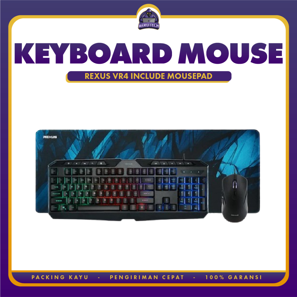 Jual KEYBOAD DAN MOUSE REXUS VR4 RGB INCLUDE MOUSEPAD | Shopee Indonesia