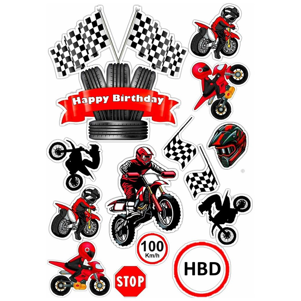 Jual Topper Cake MOTO GP | Hiasan kue | MOTOR RACING Custom Nama | Mark ...