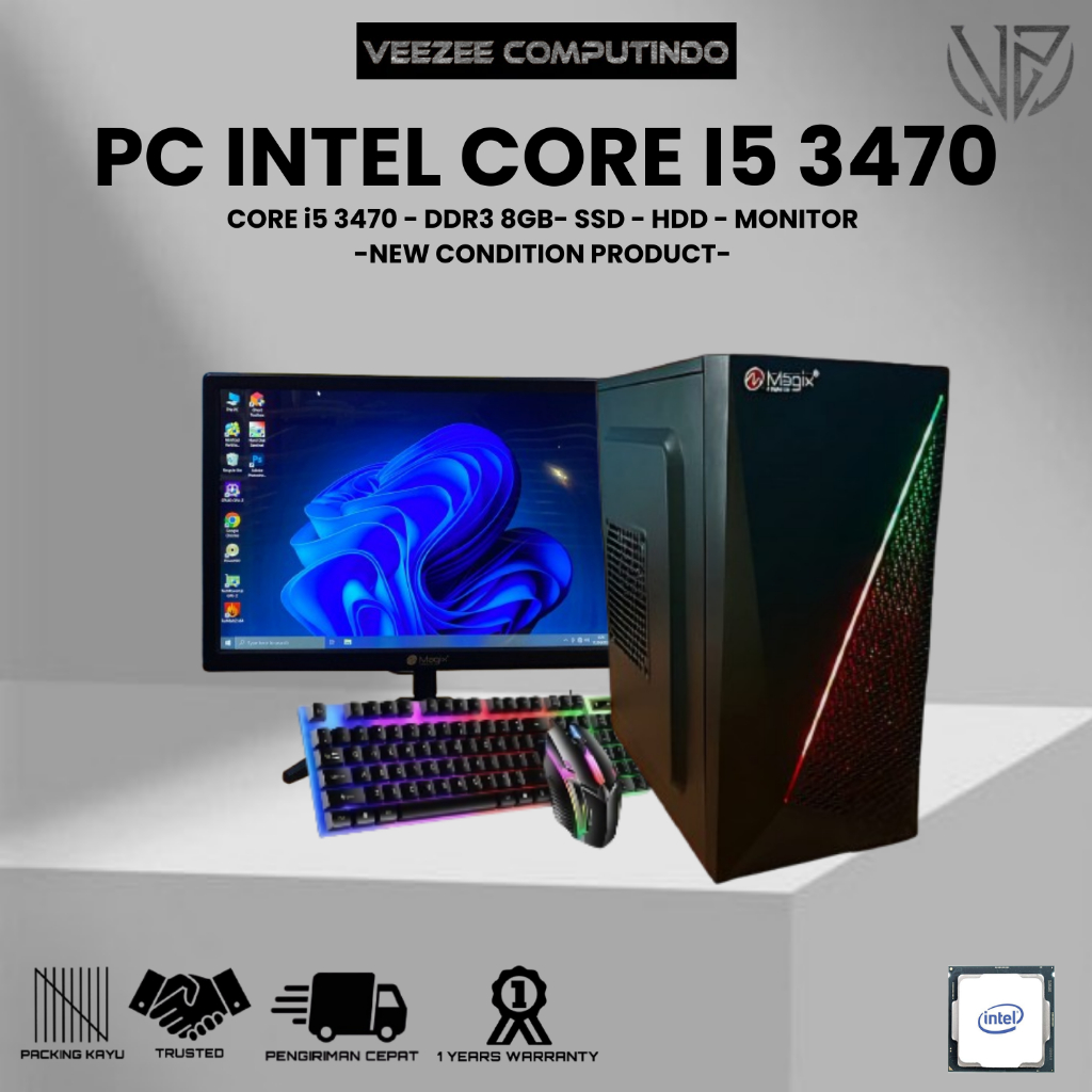 PC Komputer Full sett Rakitan core i5 3470 SSD/HDD RAM 8GB Bonus