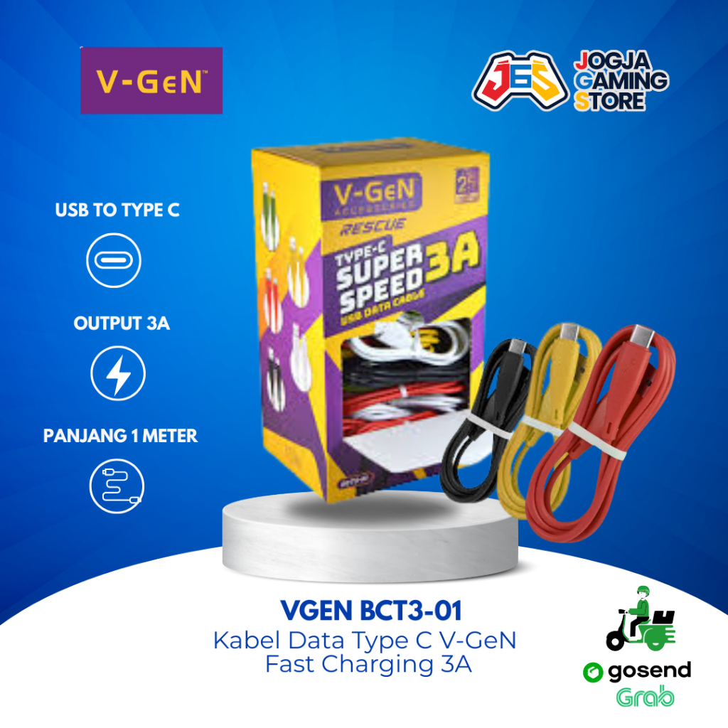 Jual VGen BCT3-01 Kabel Data Type C V-GeN BCT3-01 Fast Charging 3A ...