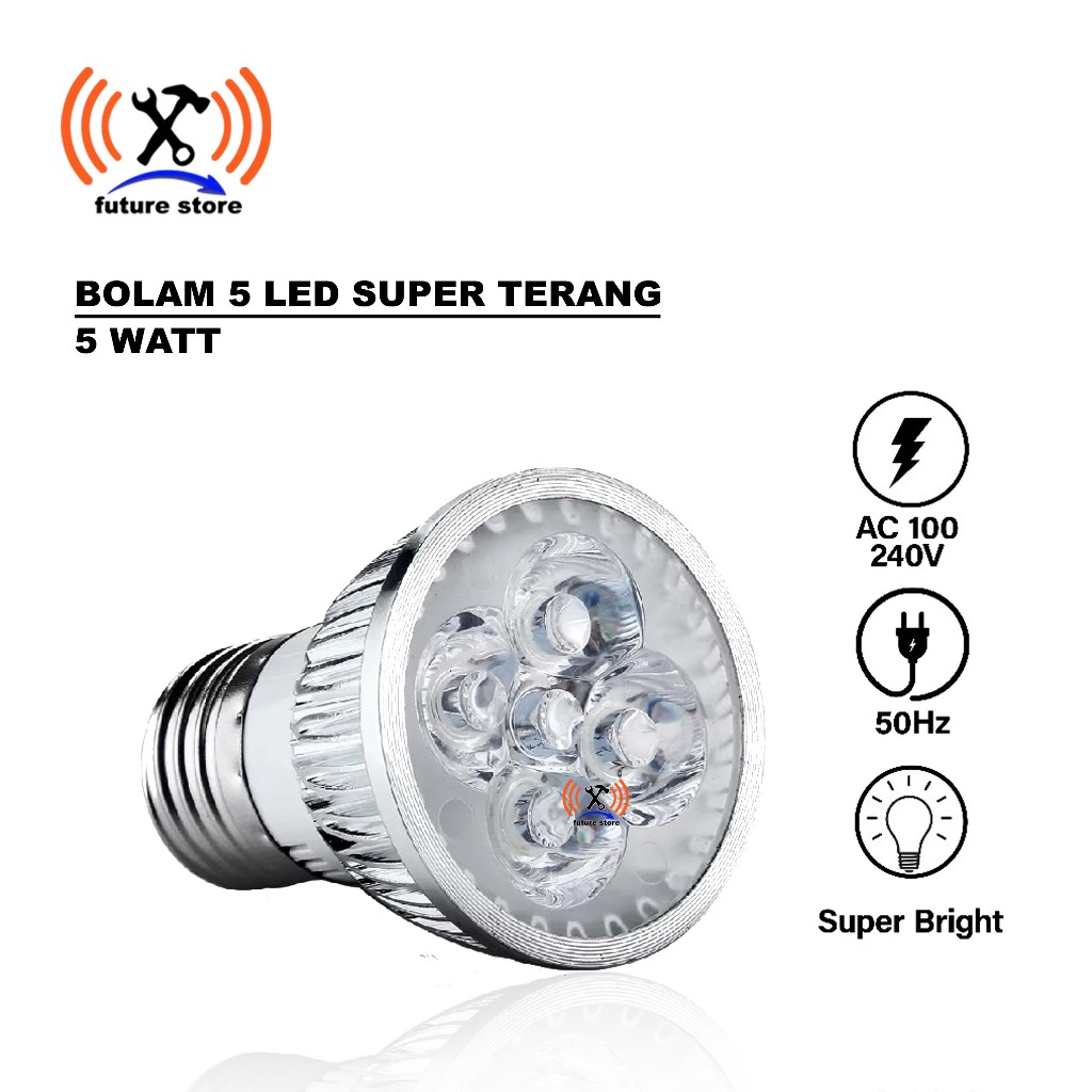 Jual BOLAM 5 LED SUPER TERANG - LED LIGHT - BOHLAM LAMPU - PENERANG ...