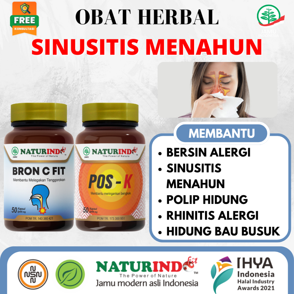 Jual Obat Herbal Sinusitis Menahun Polip Hidung Rhinitis Alergi Batuk ...