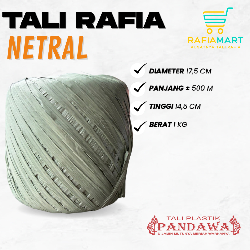 Jual Tali Rafia Warna Netral 1kg Full murah Gulungan Padat Tali Plastik ...