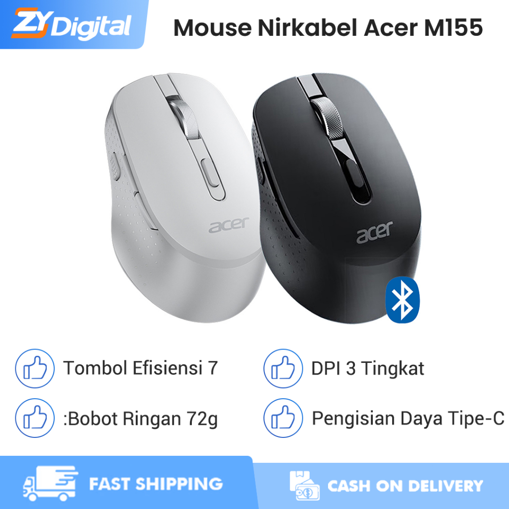 Jual Mouse Nirkabel Senyap Acer M155 2.4GHz Bluetooth Dua Mode ...