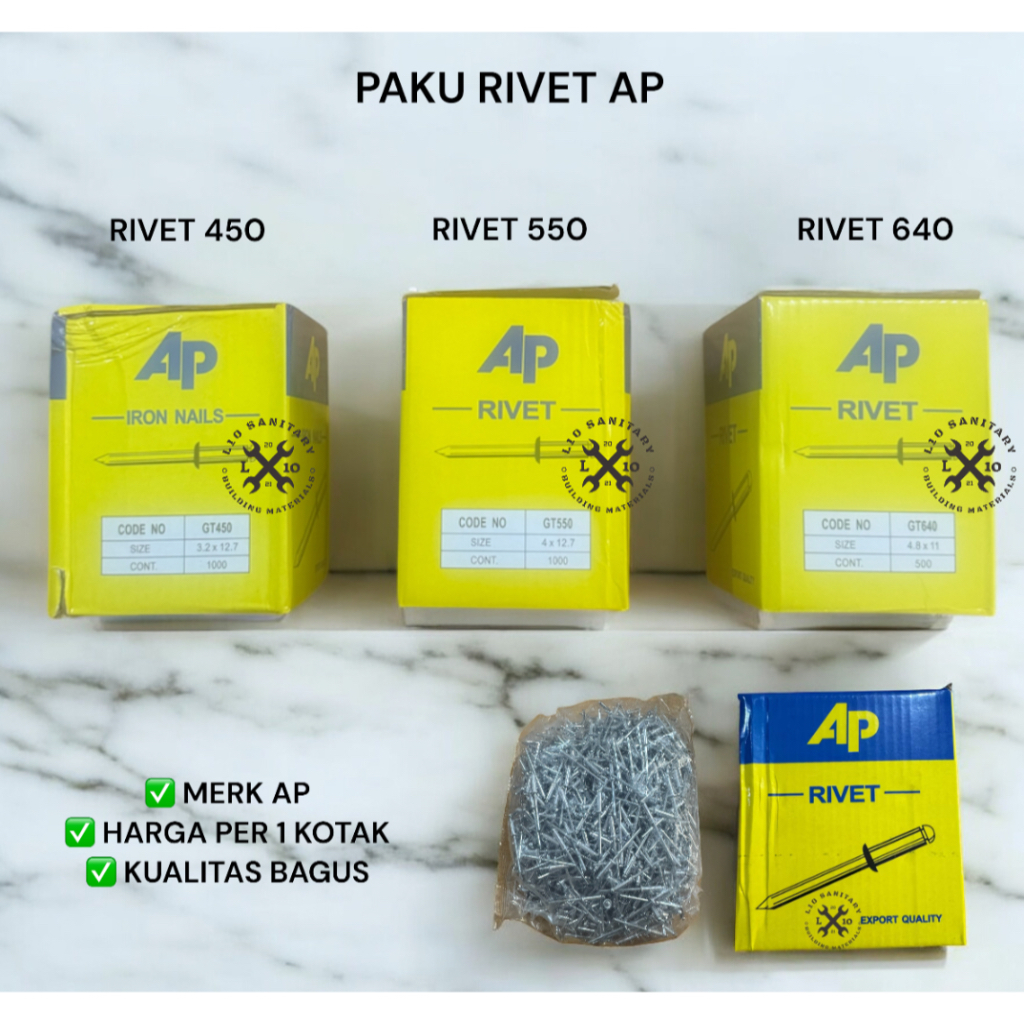 Jual [Per 1 Box] Paku Rivet 450 3.2mm x 12.7mm / Paku Ripet AP | Shopee ...
