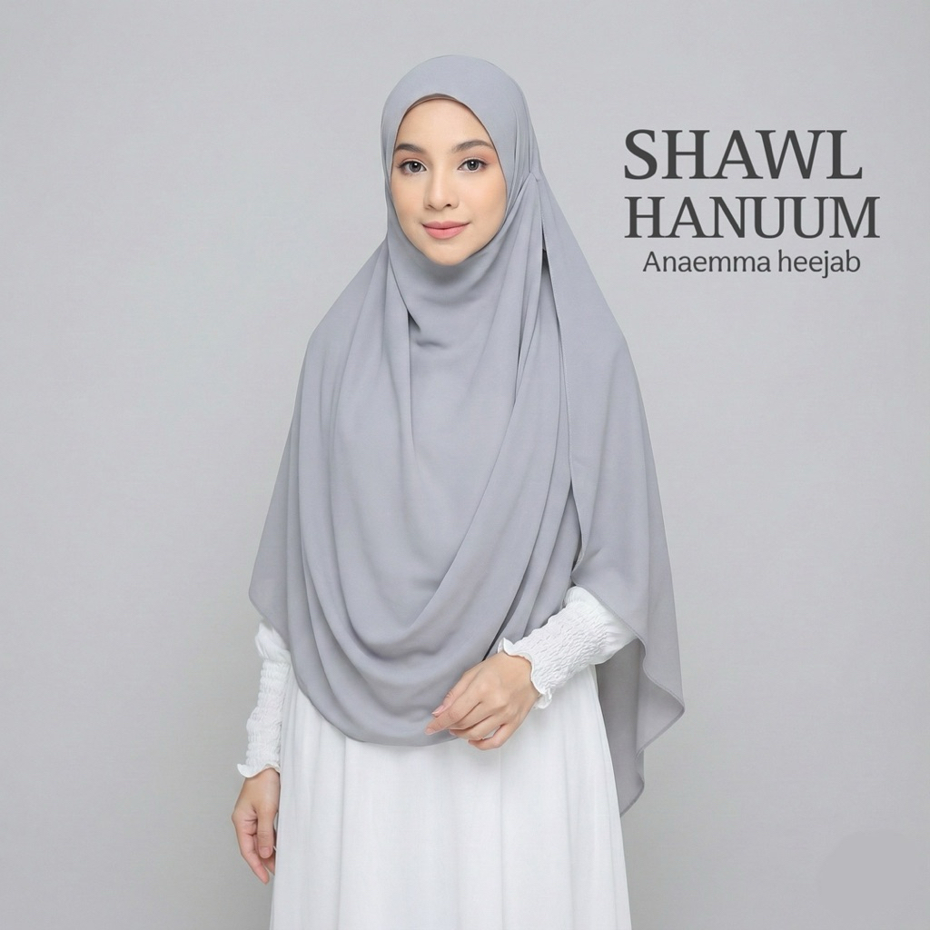 Pashmina Instan Hanuum Anaemma 200×100 Shawl Premium Ceruty Armani Nyaman Dipakai