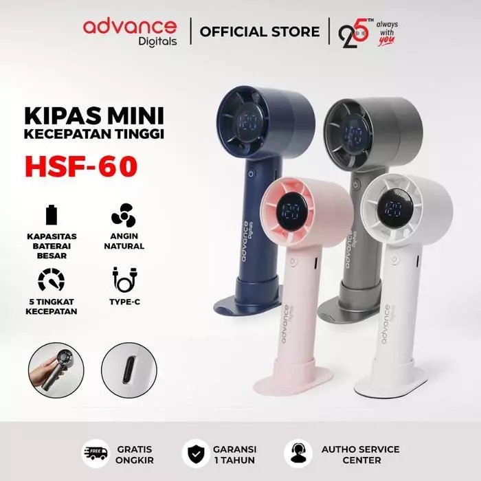 Jual Advance Kipas Angin Mini Turbo HSF-60 High-speed Fan Display LED ...