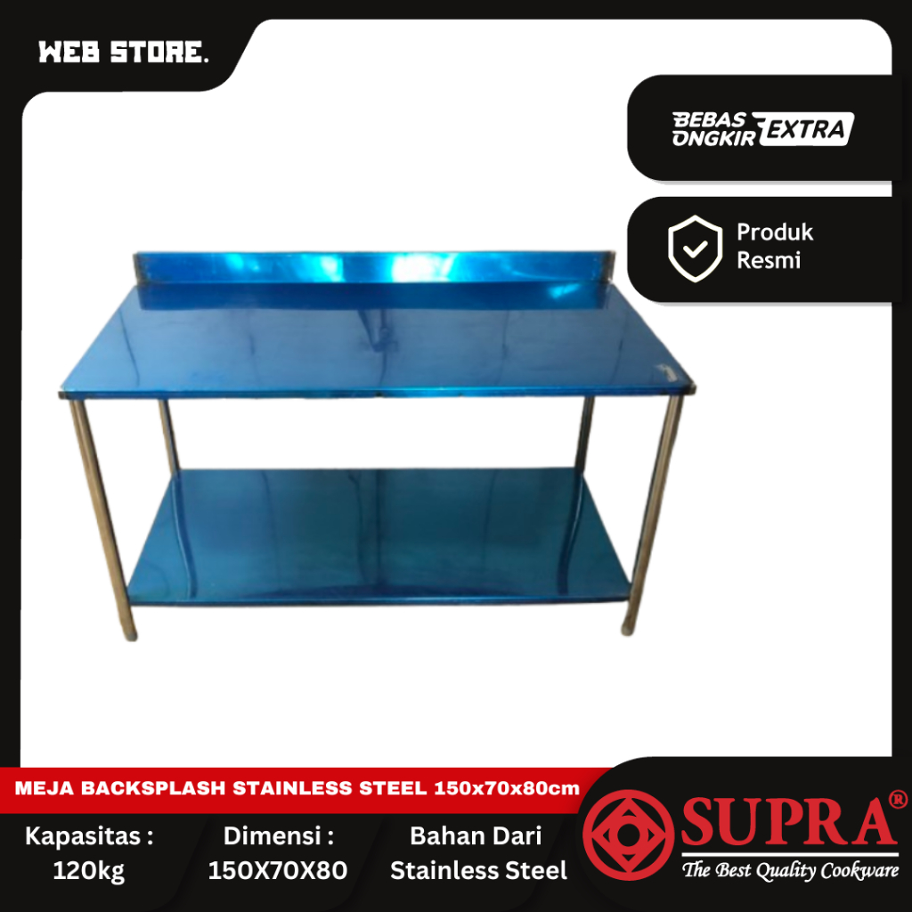 Jual Meja Dapur MBG Stainless Steel Meja Pemorsian 150 x 80 x 70 cm ...