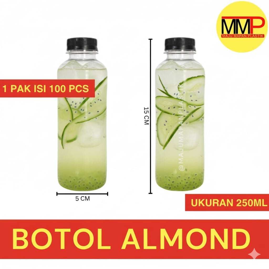 Jual [100 PCS] Botol Almond 250ml / Botol Jus isi 100 pcs / Botol Almon ...