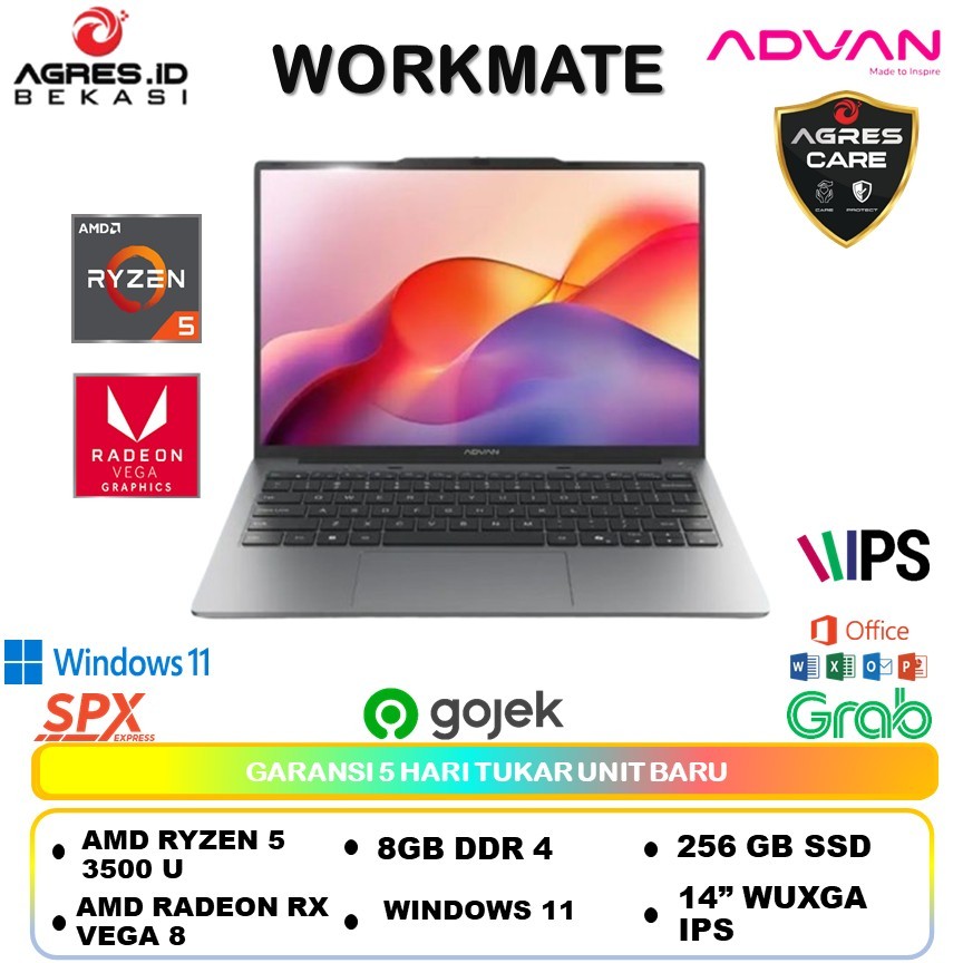 Jual ADVAN WORKMATE AMD RYZEN 5 3500U | 8GB + 256GB WINDOWS 11 14 WUXGA ...