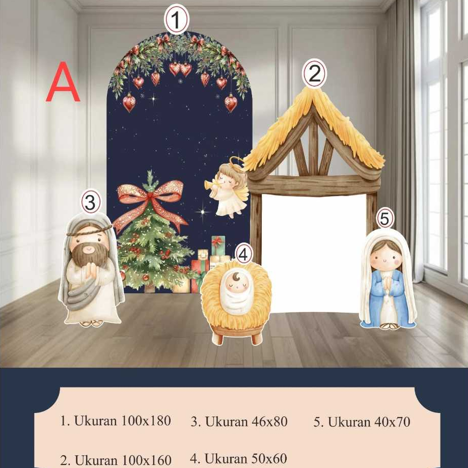 Jual paket dekorasi tema natal / backdrop dan standing karakter UV ...