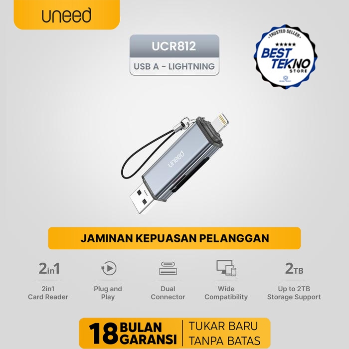 Jual Card Reader USB A to Lightning iPhone OTG UNEED UCR812 Memory SD ...