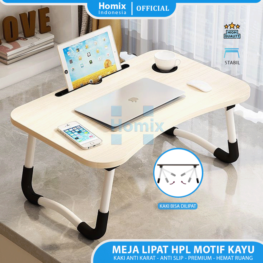 Jual Homix Meja Lipat Portable Laptop Meja Belajar Jumbo Bahan Kayu HPL ...