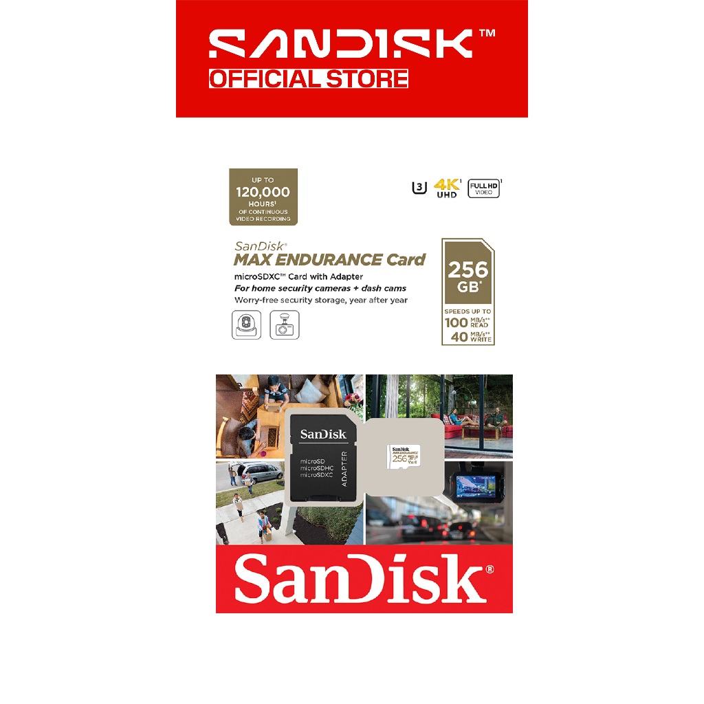 SANDISK microSDHC / microSDXC Max Endurance 32GB / 64GB / 128GB / 256GB for CCTV IP Cam 4K Video Monitoring (7)