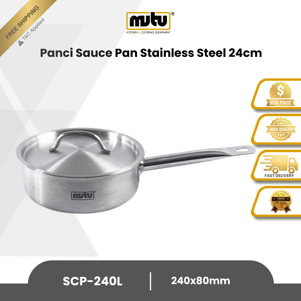 Jual MUTU Sauce Pan Stainless Panci Masak Professional Low Body 24 cm ...