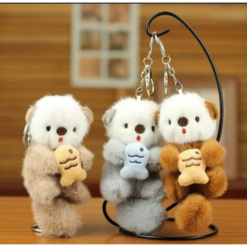 Jual gantungan kunci/tas berang-berang yang imut dan bulu halus