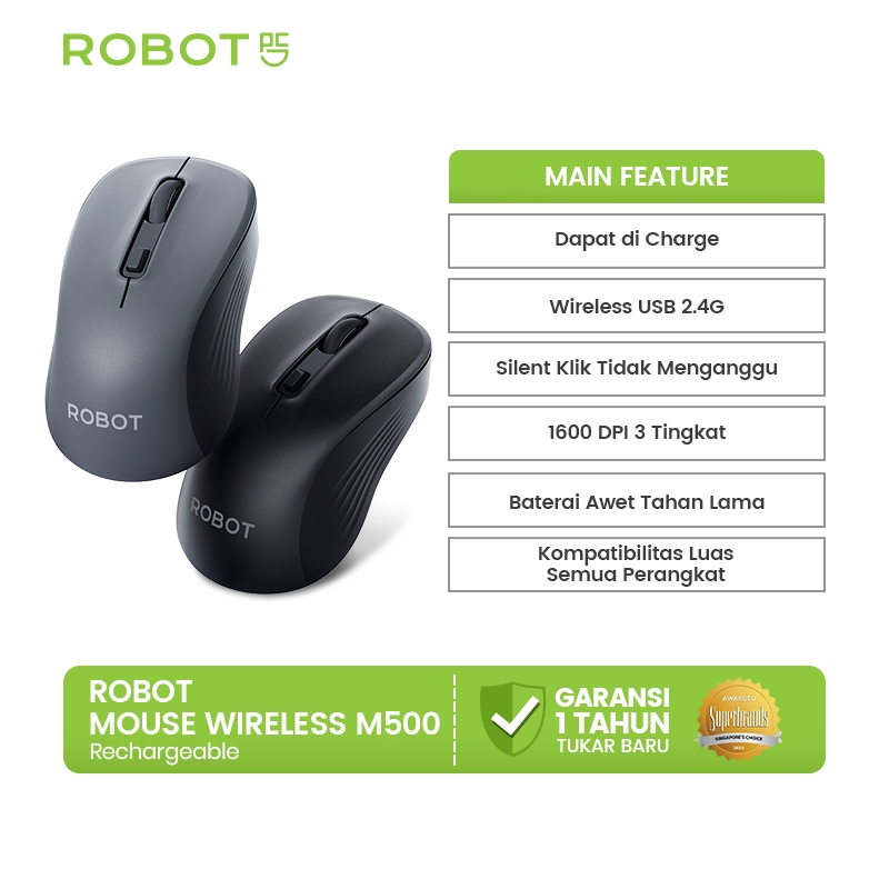 Jual Robot Mouse Wireless Silent Klik Rechargeable Koneksi Usb 2 4ghz