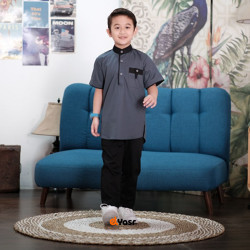 Elyasr - [Free Peci] Setelan Baju Kemeja Koko Premium Anak Laki Laki Umur 3-14 Tahun Zubair Series