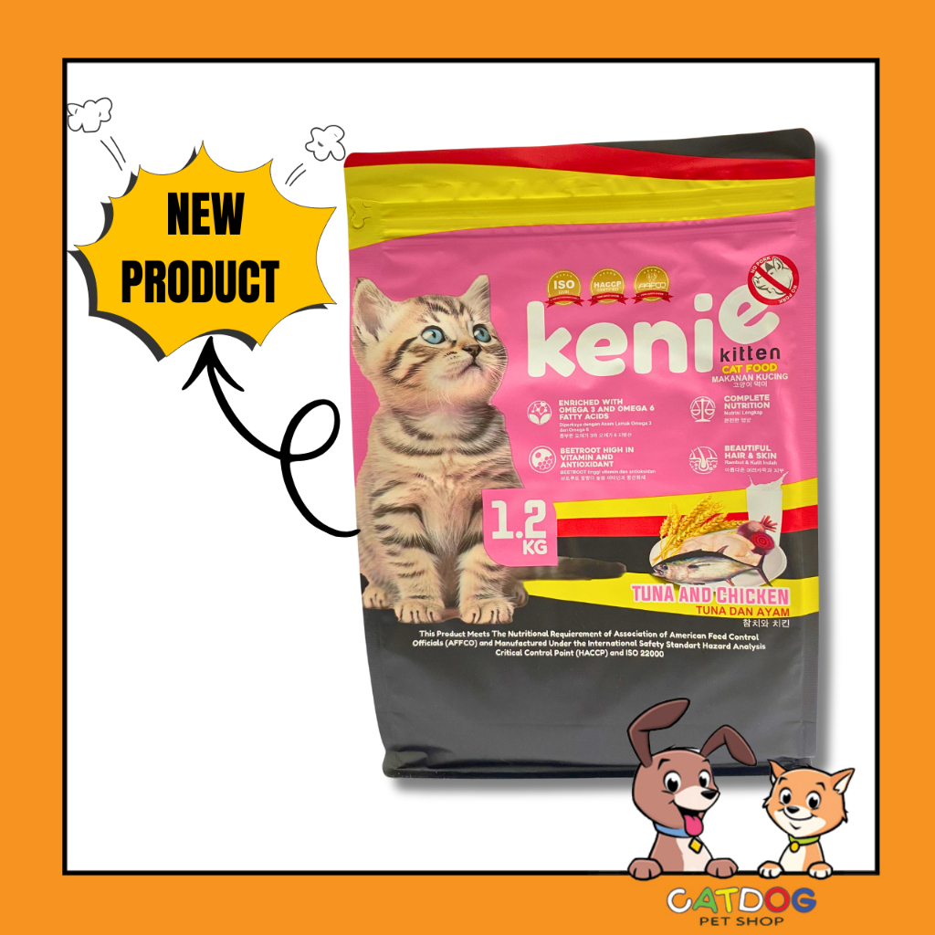 Jual Kenie Cat Food Kitten Tuna & Chicken 1.2kg - Makanan Kering Untuk ...