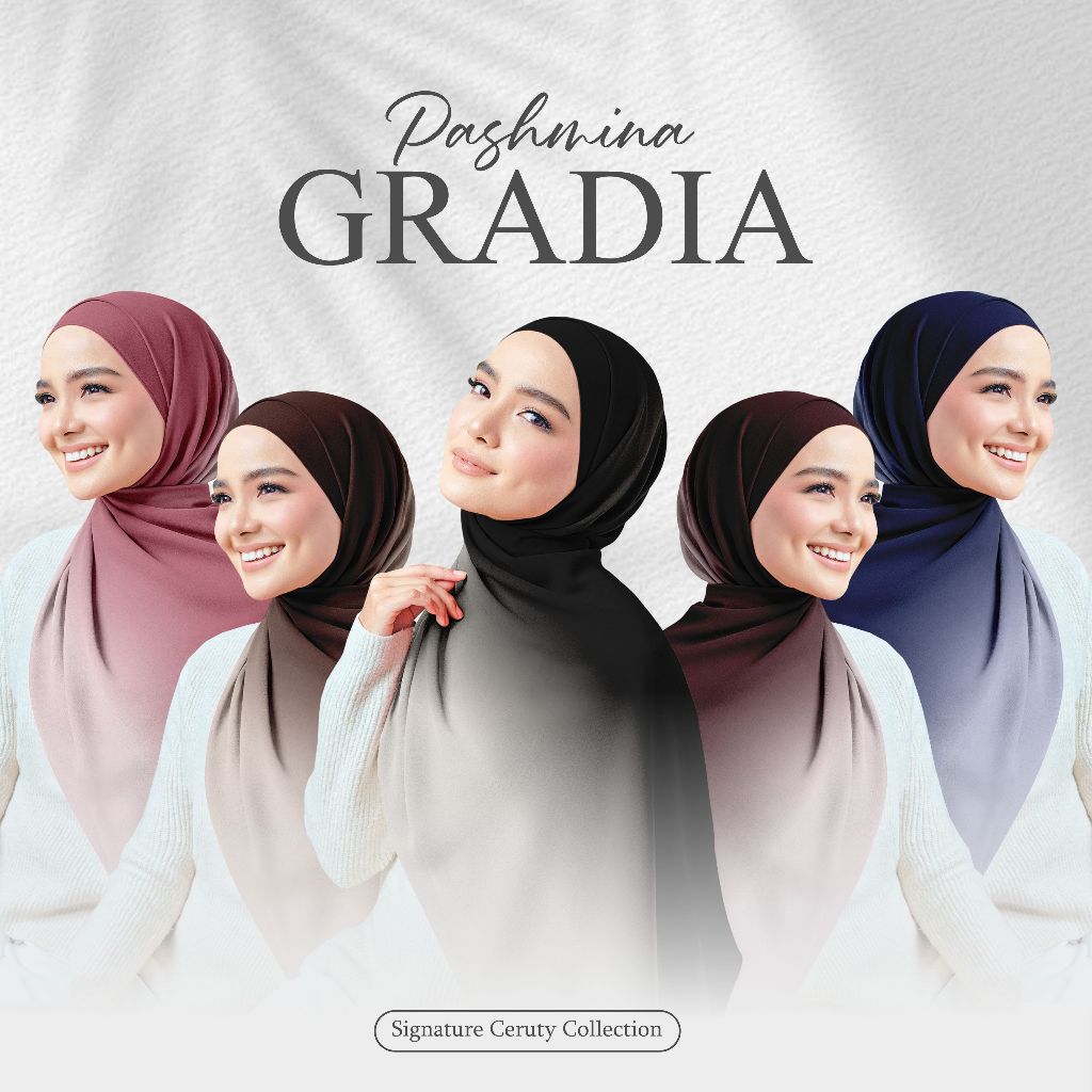 Pashmina Ceruty Premium Ukuran 180x75 Cm | Ombre Shawl Printing Motif Syal Kerud - foto 5