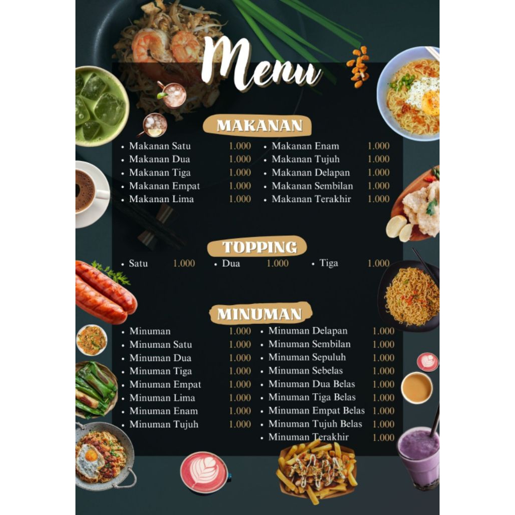 Jual Desain Menu Ukuran A4/A5 | Shopee Indonesia