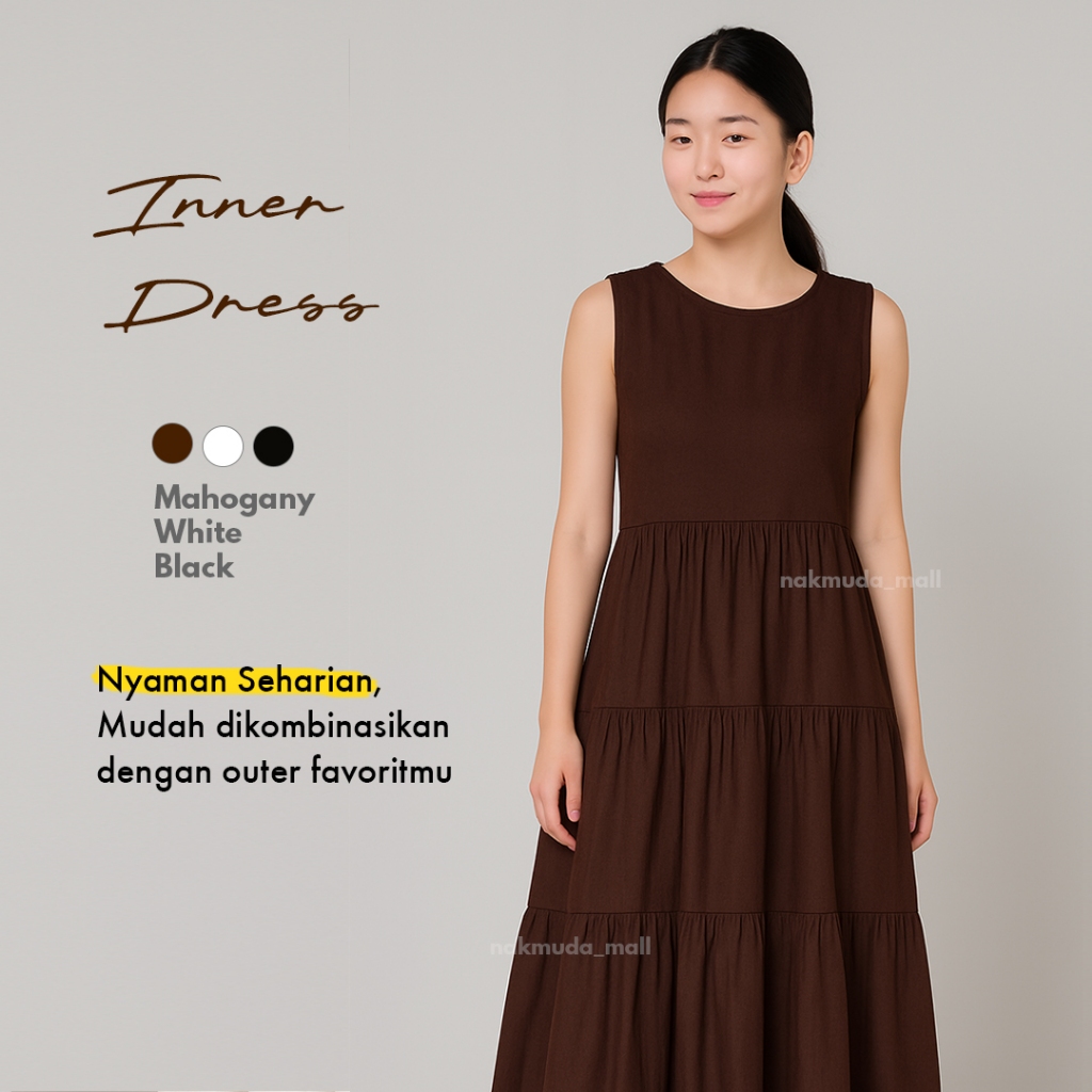 Jual Inner Dress Tanpa Lengan Maxi Gamis Sleeveless Rayon Twill Premium ...