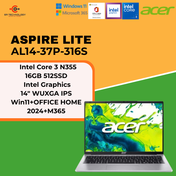 Jual ACER ASPIRE LITE AL14-37P-316S Core 3-N355 16GB 512SSD 14