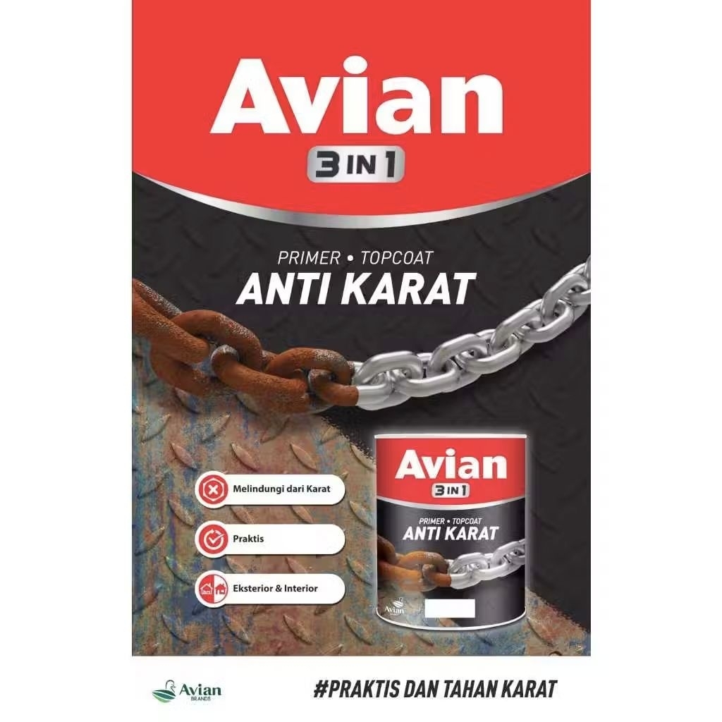 Jual CAT AVIAN 3in1 ANTI KARAT PRIMER TOPCOAT FLINKOTE UNDER COAT TOP ...