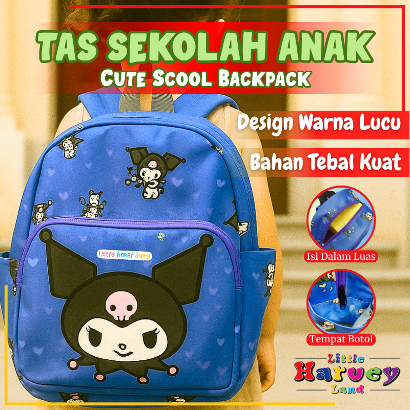 Tas Sekolah Anak Paud TK SD Anti Air Tas Ransel Anak Viral Motif Karakter lucu Tas gendong Korea Style  Mini Back Pack Anak Perempuan Laki Laki  4 5 6 Tahun Hadiah Ulang Tahun Mengaji Buku Alat Tulis Bolpoin Pensil Seragam Lotso Sanrio Kuromi Melody CInam
