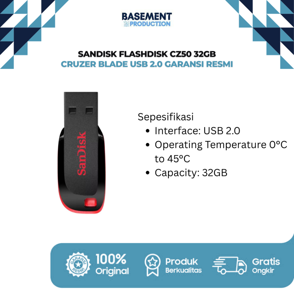 Jual SANDISK Flashdisk CZ50 32GB Cruzer Blade USB 2.0 Garansi Resmi ...