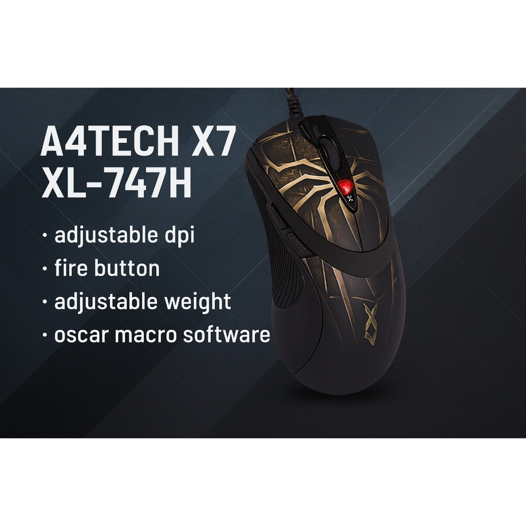 Jual A4TECH X7 XL-747H SPIDER LASER GAMING MOUSE w/ Adjustable Weight ...