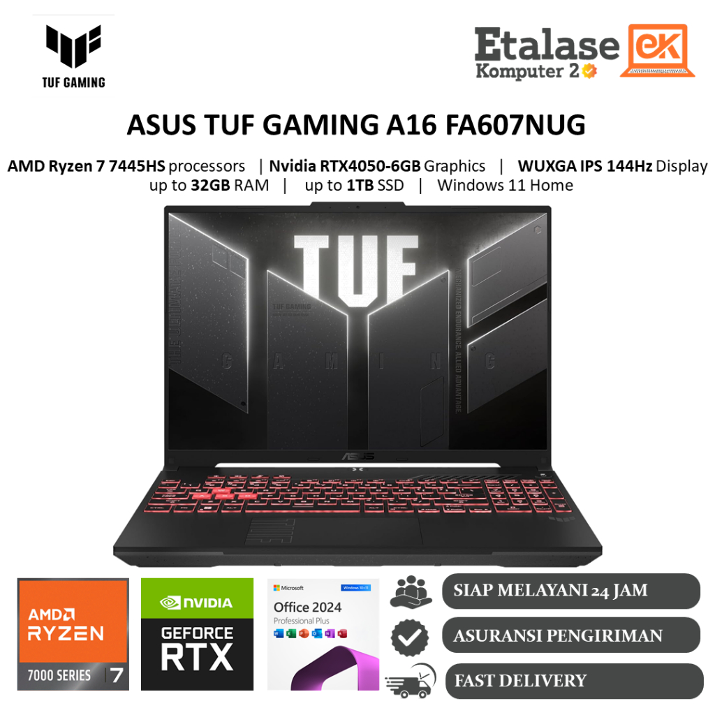 Jual ASUS TUF GAMING A16 FA607NUG AMD RYZEN 7 7445HS DDR5 32GB 1TB ...