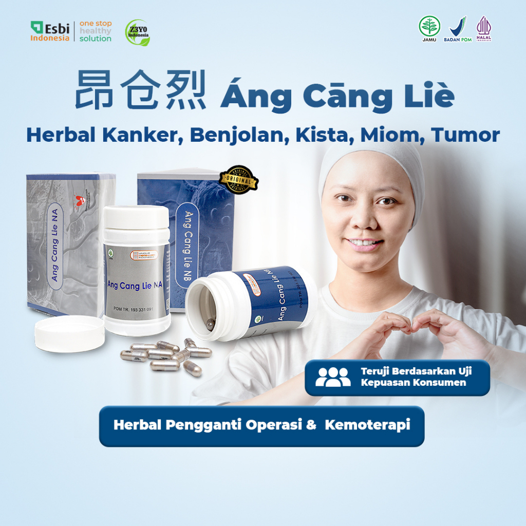 OBAT HERBAL ATASI SEMUA KANKER, LIPOMA/BENJOLAN, KISTA, MIOM, TUMOR | ANG CANG LIE | BPOM | HALAL | 100% ORIGINAL ALAMI | 50 KAPSUL