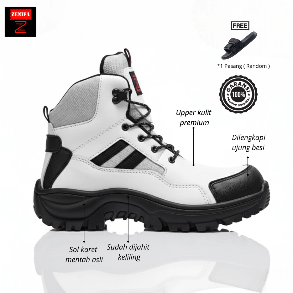 Zenifa Sepatu Pria Boots Safety Kulit Slide 2