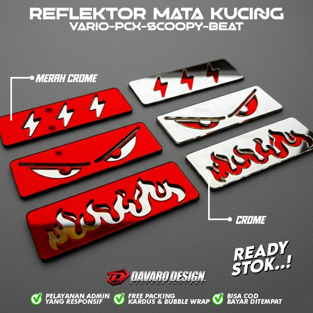 Emblem Reflektor Mata Kucing Scoopy, Adv, Fazzio, Aerox, Nmax, Vario, Pcx, Lexi, Xmax,PCX 150-160 2021-2025