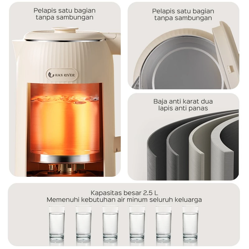 Detail interior Stainless Steel 304 food grade pada Teko HAN RIVER HRDSH01