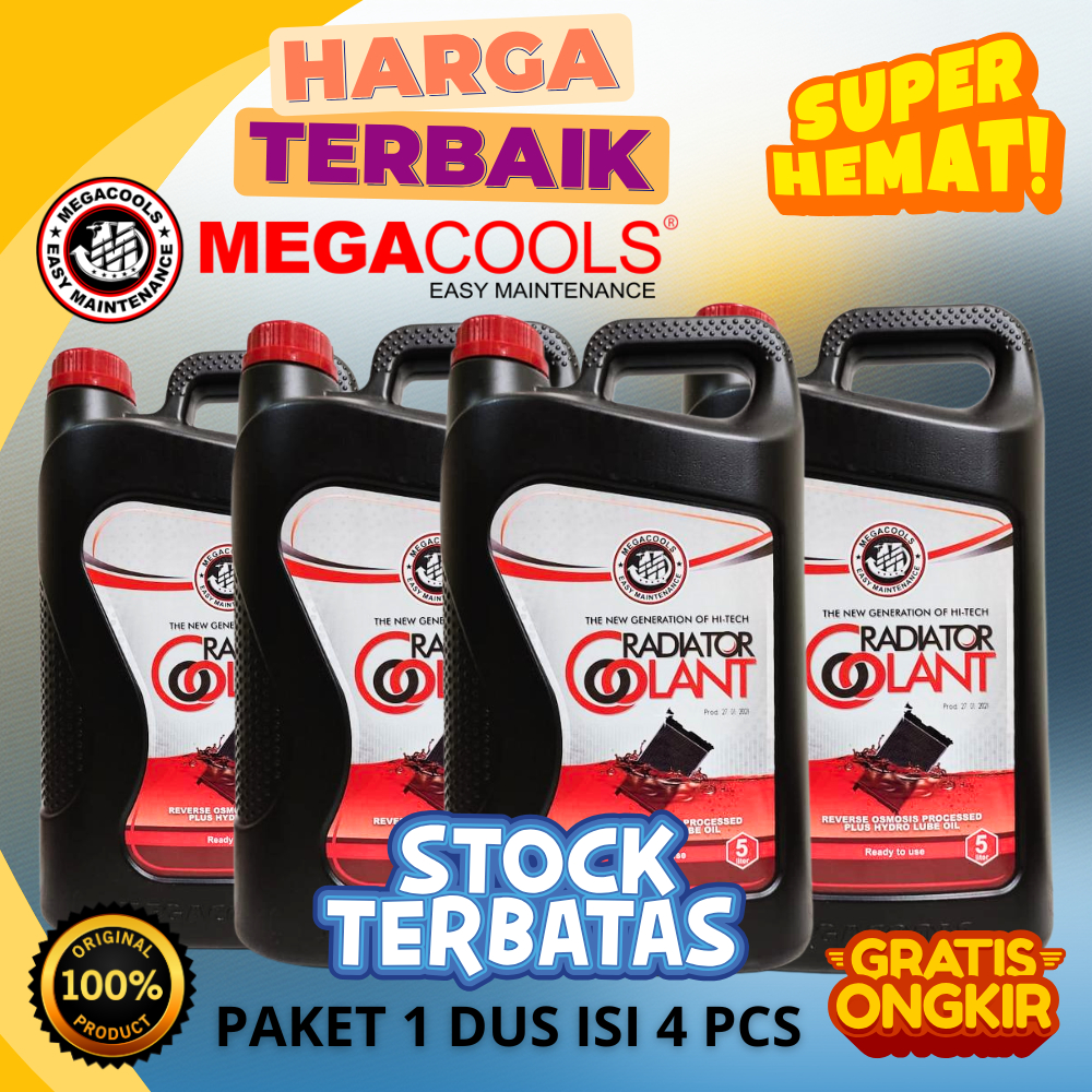 Jual Megacools Radiator Coolant Paket Hemat 1 Dus isi 4 Galon 5 Liter ...