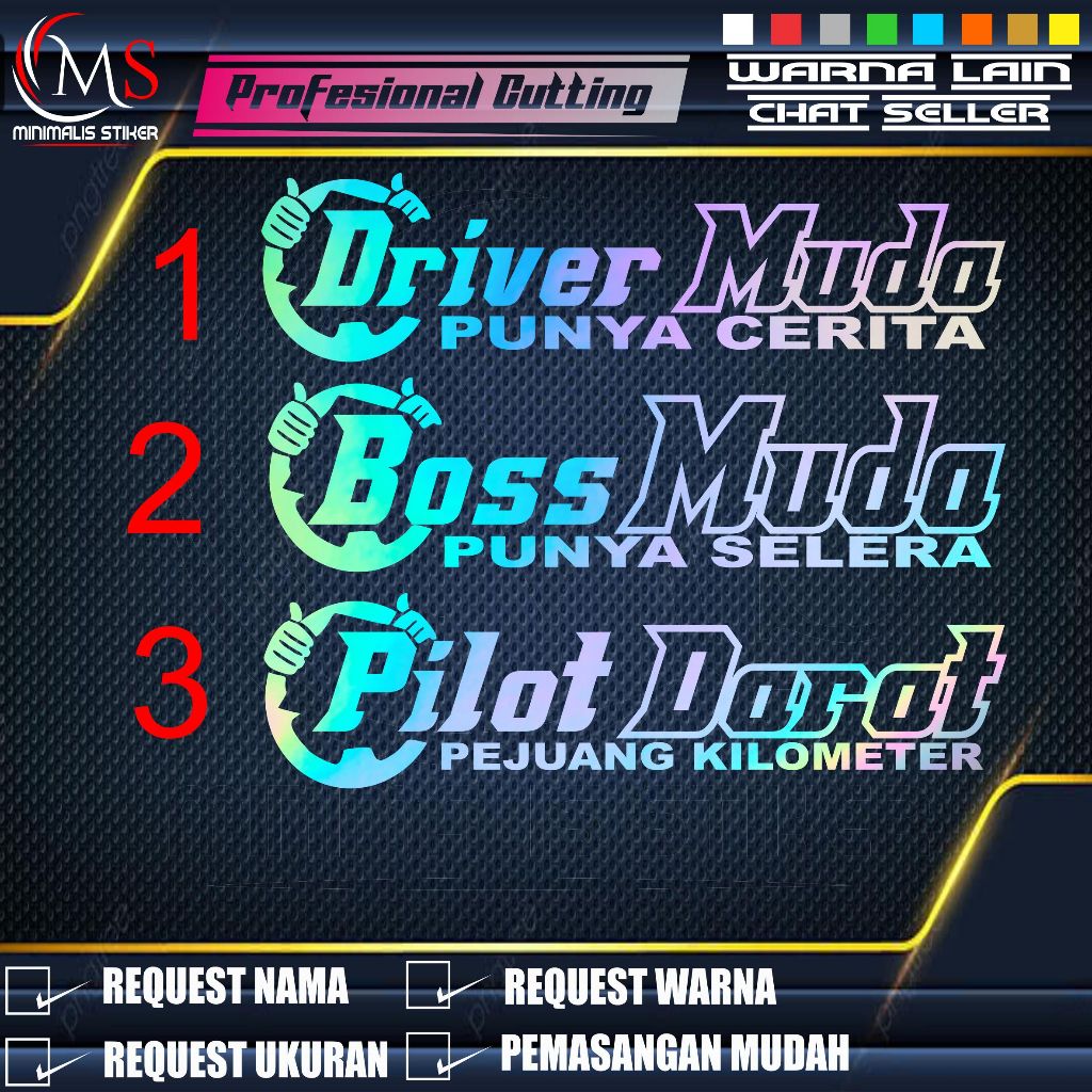 Jual Stiker bos muda pilot darat driver muda cutting sticker motor ...