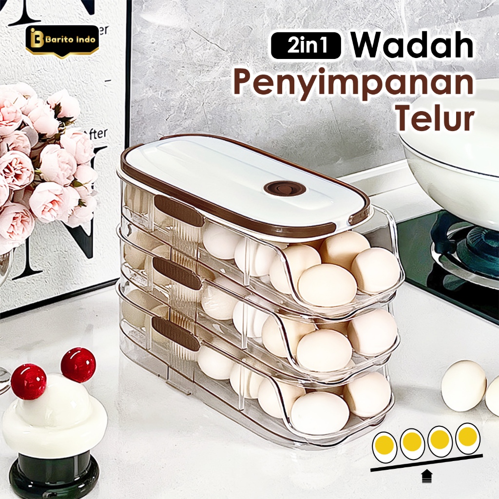Jual Rak Telur Otomatis 2/3 Layer Tempat Telur Kulkas Rolling Egg Box ...