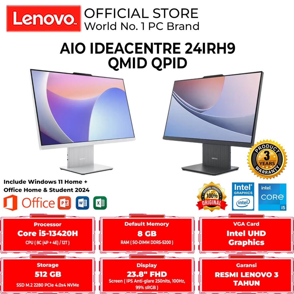 Jual LENOVO AIO ALL IN ONE IDEACENTRE 24IRH9 QMID QPID INTEL CORE i5 ...