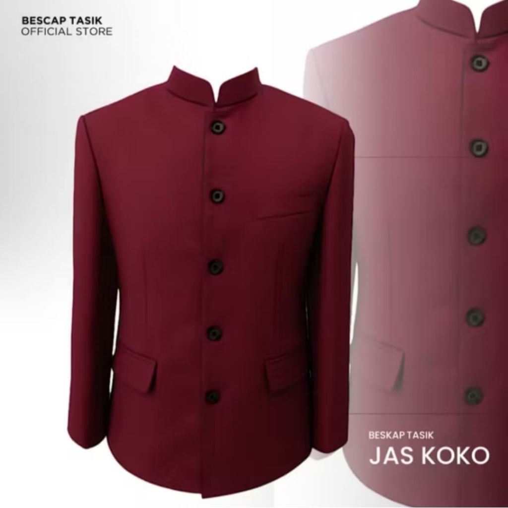 Jual Bescap Jas Koko Pria Biru Navy Polos Saku Tutup Formal Informal S ...