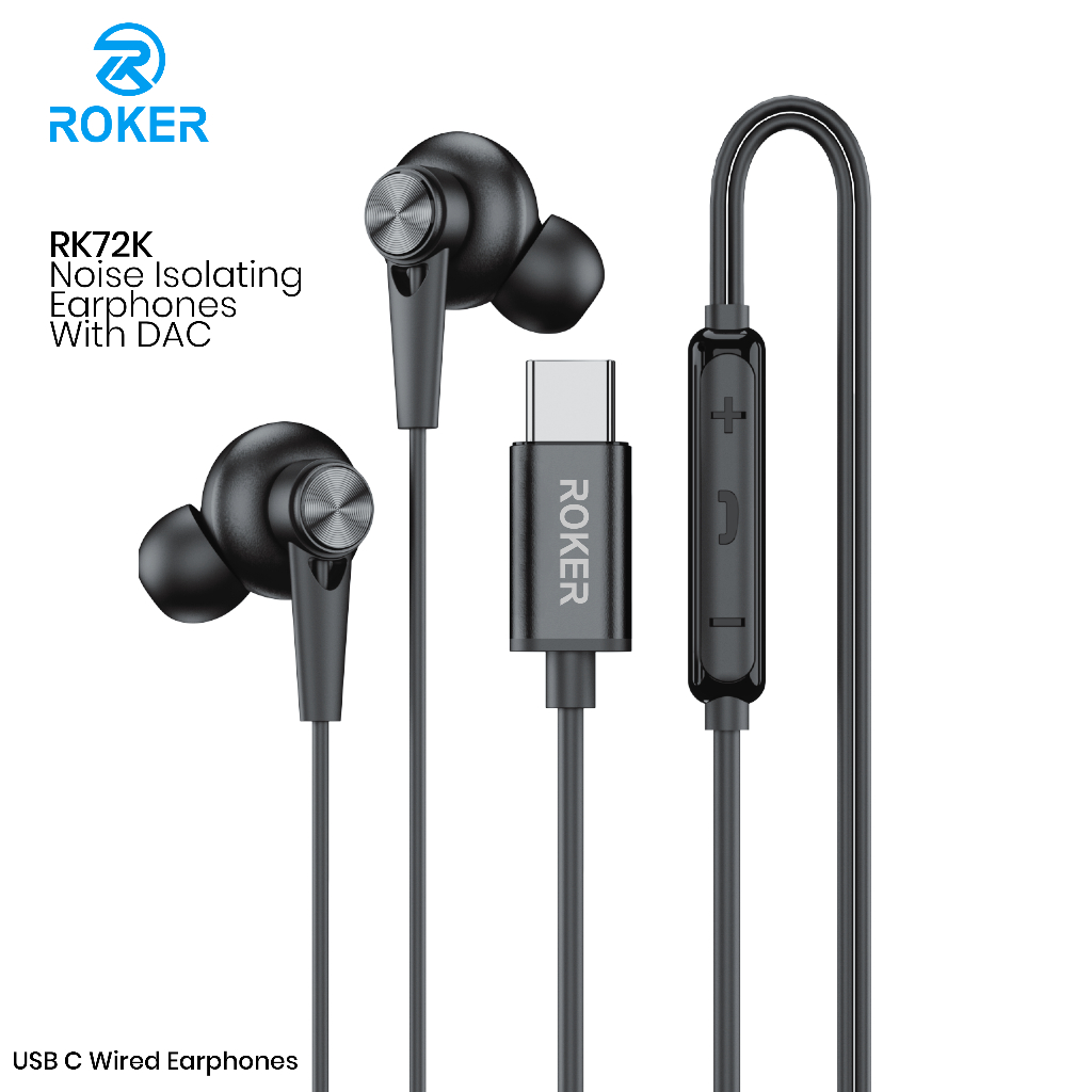 Jual ROKER RK72K Metal Earphone USB-C dengan DAC Internal Hi-Fi Stereo ...