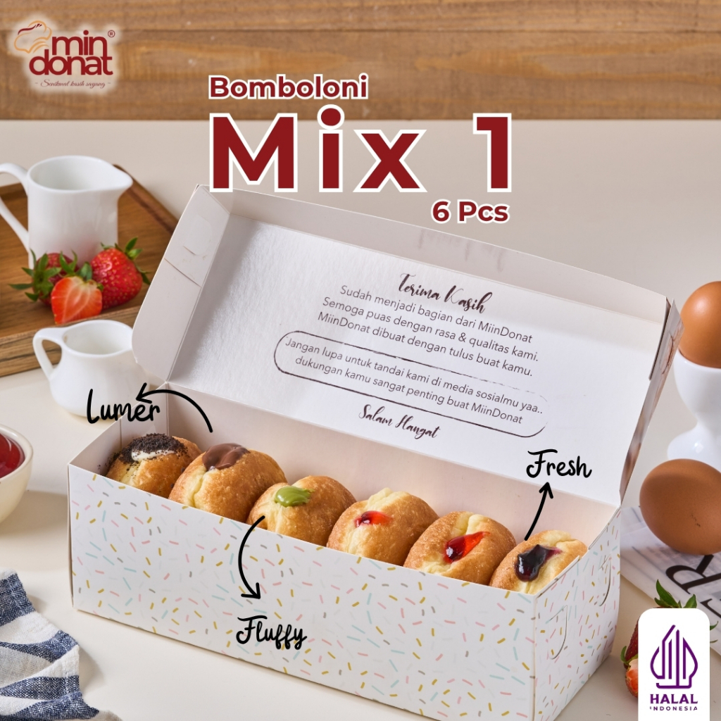 Jual Bomboloni Paket Mix 1 Isi 6 Pcs Aneka Rasa Fresh Lembut Best ...