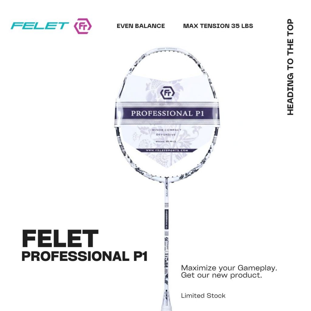 Jual RAKET BADMINTON FELET TERBARU PROFESSIONAL P1 FREE SENAR - GRIP ...