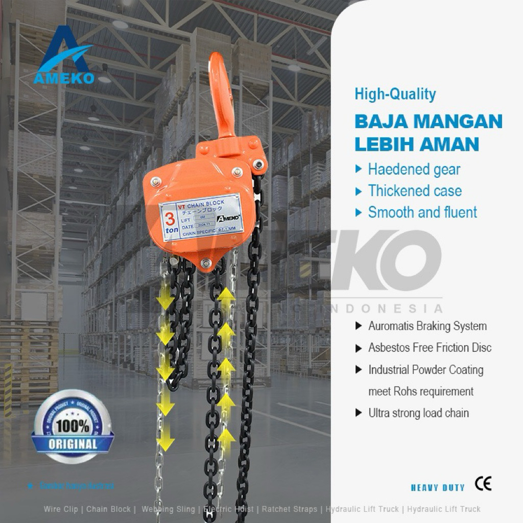 Jual VT CHAIN BLOCK 3 TON PANJANG 3 METER , 6 METER DAN 10 METER ...