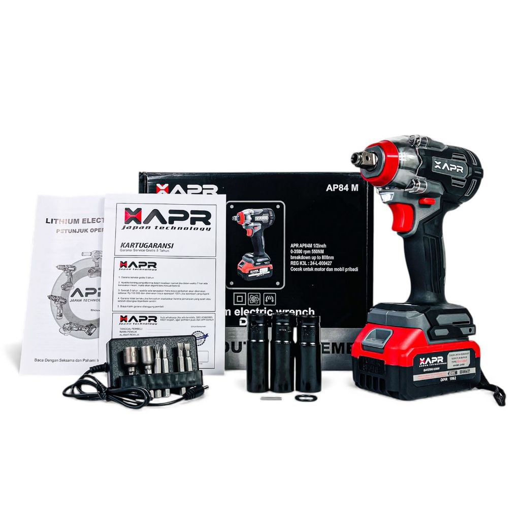 Jual XAPR impact wrench type AP84M 550nm baterai 88v standart fullset ...