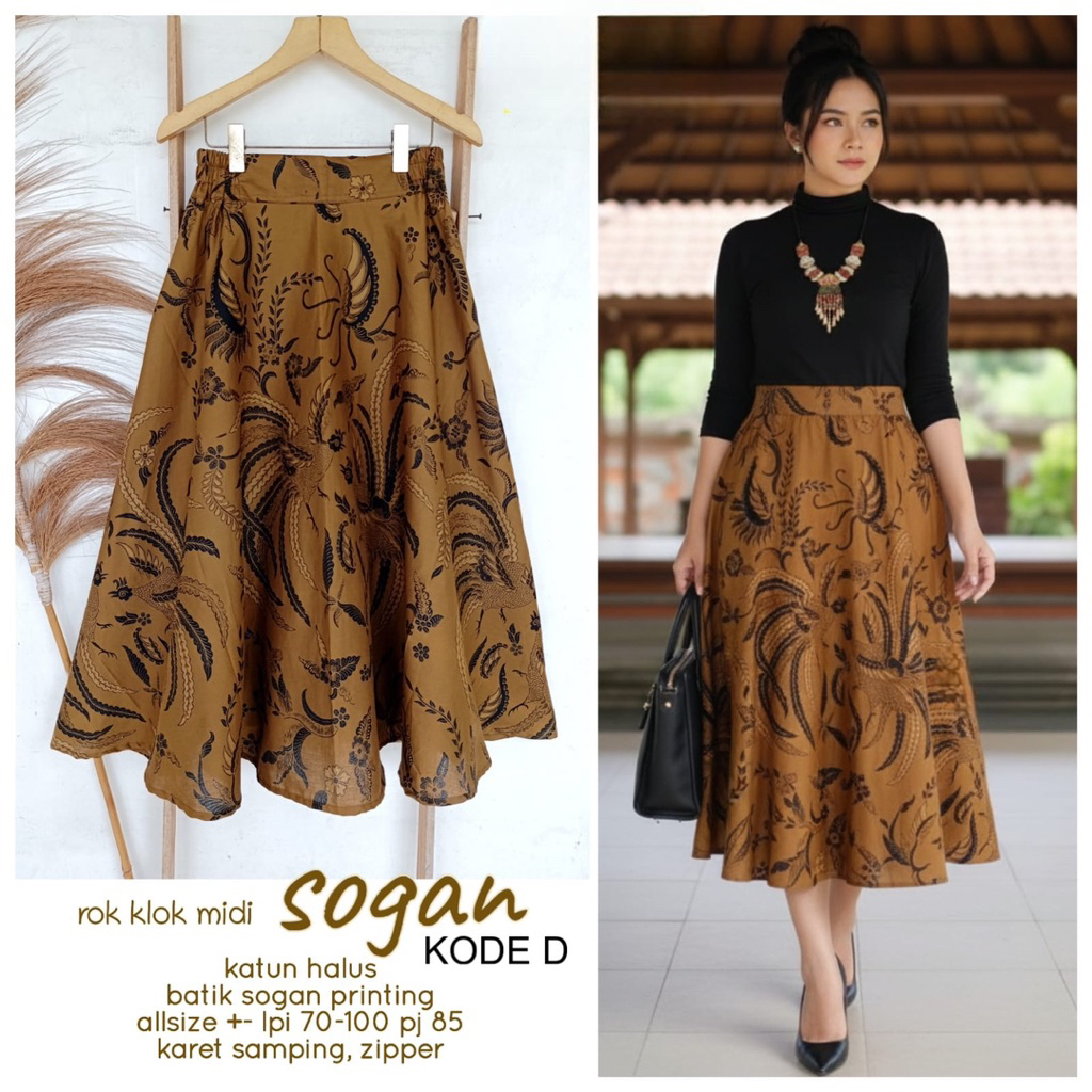 Jual ROK KLOK MIDI BATIK SOGAN HALUSAN MODERN | Shopee Indonesia