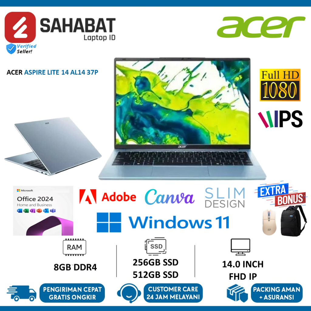 Jual Laptop Acer Aspire Lite 14 AL14 37P Intel Pentium N150 8GB 512GB ...