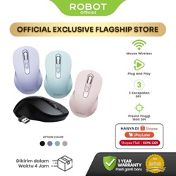 ROBOT M206 Wireless Mouse 2.4GHz – 1600DPI Optical, Akurasi Tinggi, Cocok untuk Laptop/PC, Garansi 1 Tahun